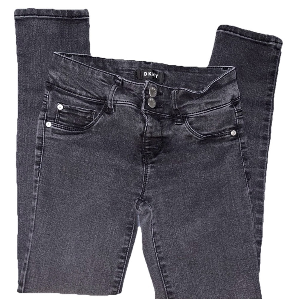 DKNY Girls Sz 12 Stretch Black Denim Skinny Leg Jeans EUC Back to School - Picture 4 of 6